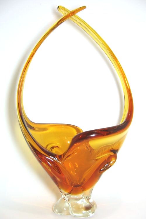 Amber Art Glass Console