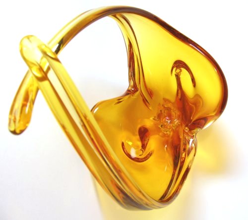 Amber Art Glass Tall Console