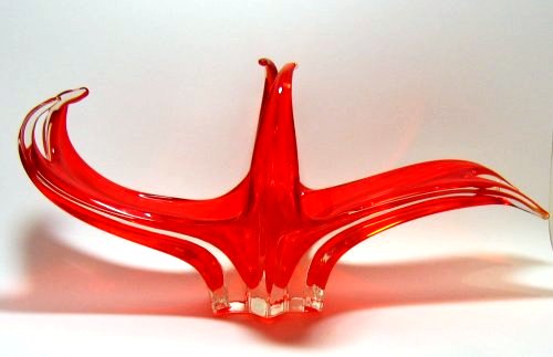 Dark Red Art Glass Centerpiece