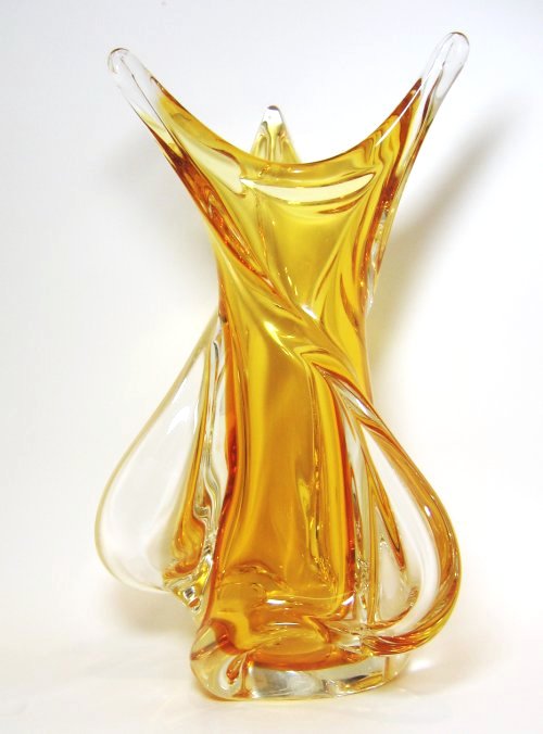 Chalet Honey Gold Art Glass Console