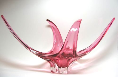 Cranberry Pink Art Glass Console