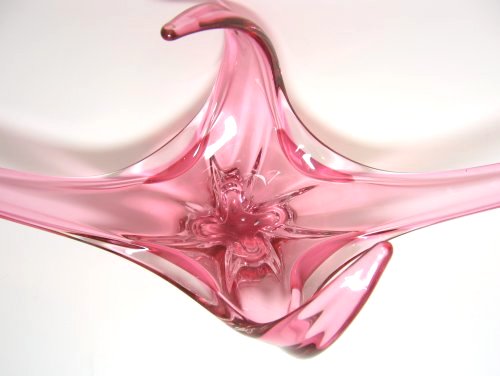 Cranberry Art Glass Console