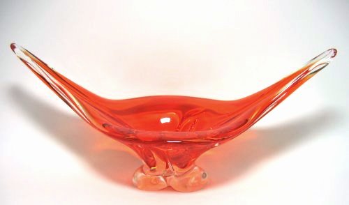 Chalet Orange Art Glass Console