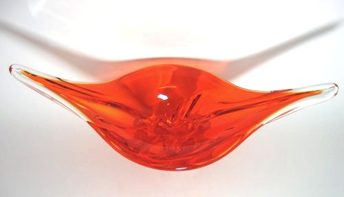 Chalet Orange Art Glass Console