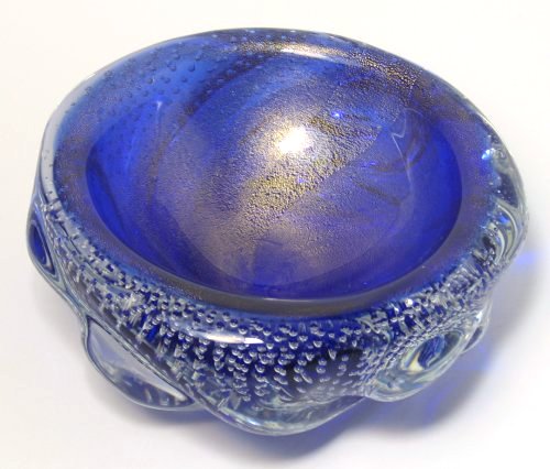 Murano Gold Flecks Controlled Bubble Bowl