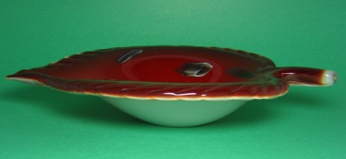 Side View of Murano Red Sommerso Leaf Dish