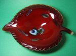 Murano Sommerso Red Leaf Dish