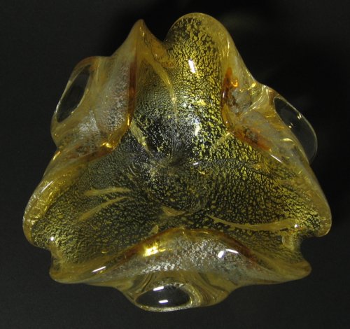 Murano Amber Cased Silver Leaf Flower Bowl