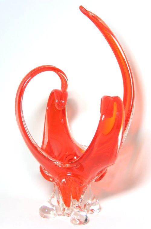 Dark Orange Curled Arches Art Glass