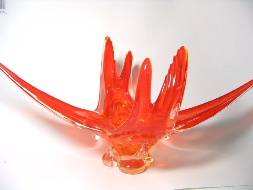 Canadian Art Glass Fire Red Orange Console