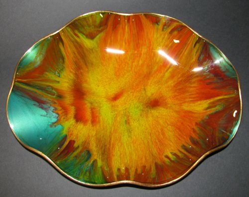 Seetusee Painted Leather Art Glass Wavy Dish
