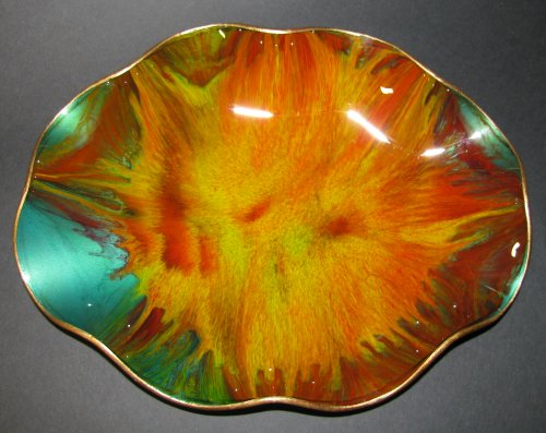 Seetusee Painted Leather Art Glass Wavy Dish