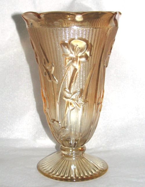 Iridescent Iris Herringbone Vase Jeannette Glass