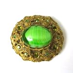 Green Cabochon Brooch