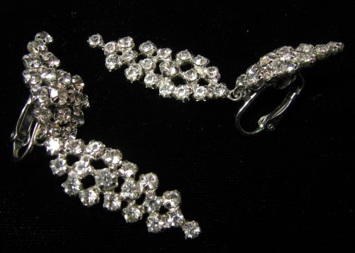 Sherman Drop Earrings Clear Rhinestones