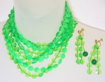 Green Plastic Necklace and Earrings