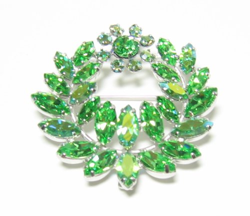 Vintage Sherman Brooch Green