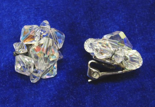 Vintage Crystal Earrings with Side View