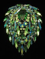 Green Cascade Rhinestone Brooch