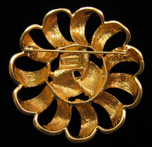 Monet Swirled Gold Tone Brooch