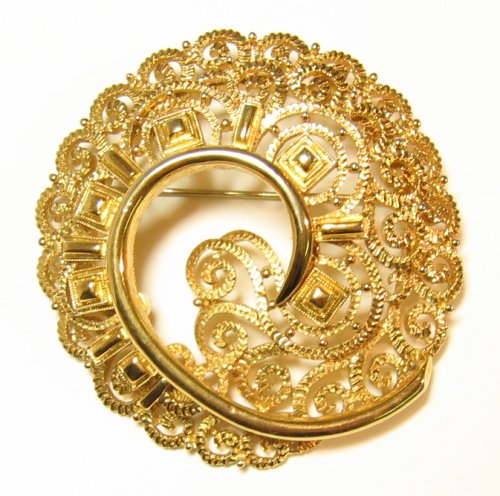 Monet Georgian Scrollwork Brooch