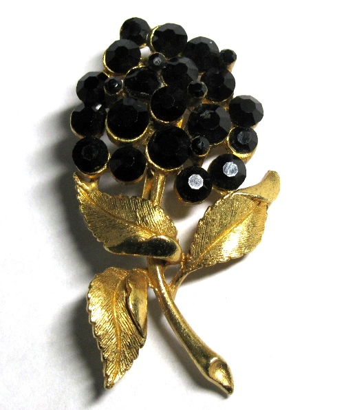 Vintage Coro Rhinestone Flower Brooch