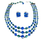 Blue Three Strand Vintage Necklace