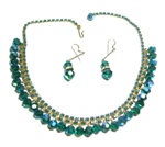 Green Vintage Crystal Rhinestone Necklace