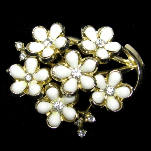 Coro Rhinestone Floral Brooch