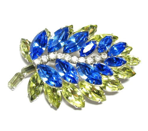 Jay Kel Rhinestone Leaf Brooch