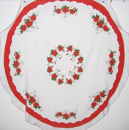 Vintage Poinsettia Tablecloth