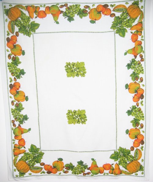 Vintage Tablecloth Pumpkins and Fuits Border