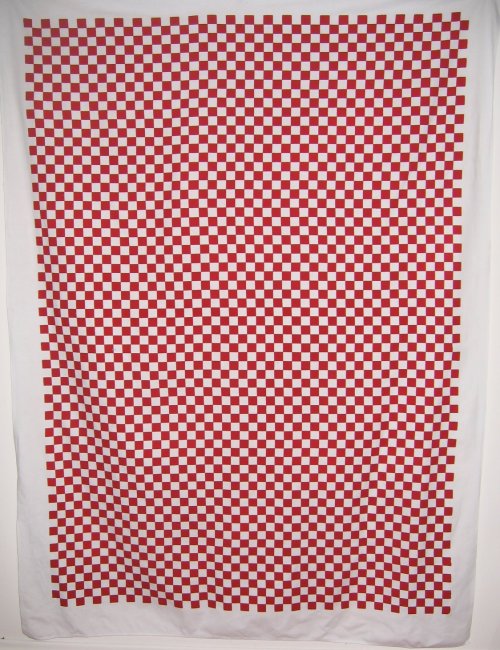 Vintage Artex Red Checkered Tablecloth