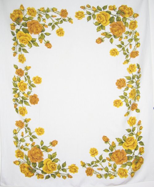 Vintage Yellow Texas Roses Tablecloth
