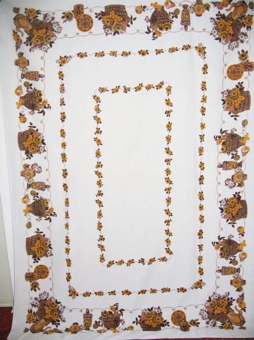 Vintage Floral and Fruit Banquet Tablecloth