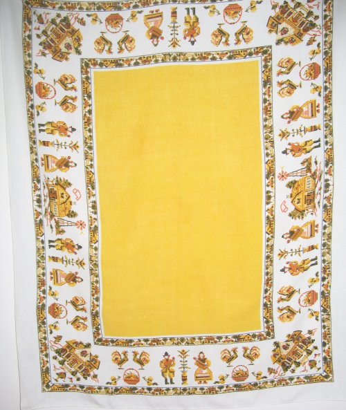 Vintage Pilgrim PA Dutch Gold Tablecloth