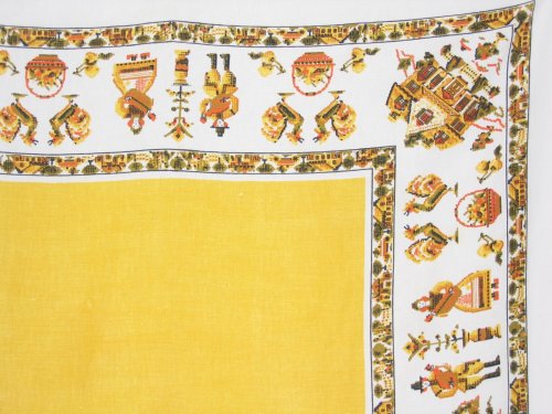 Vintage Pilgrim Tablecloth Dutch Gold