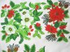 Poinsettia and Holly Christmas Tablecloth