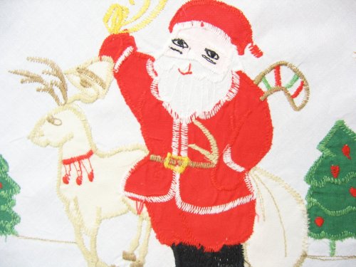 Vintage Christmas Santa Sleigh Applique