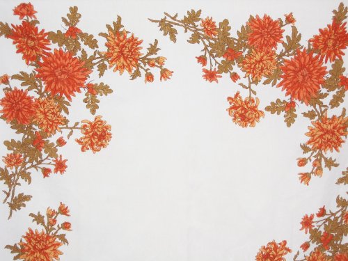 Linen Tablecloth Chrysanthemums Fall Flowers