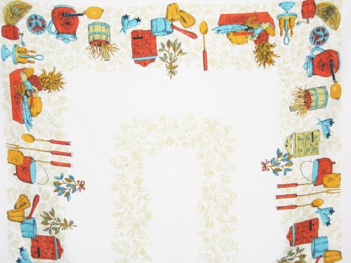 Linen Tablecloth Kitchen Spices Crocks