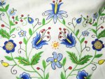 Folk Art Embroidery Vintage Tablecloth