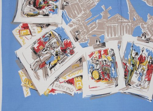 Paris Postcards depicted on Tablecloth