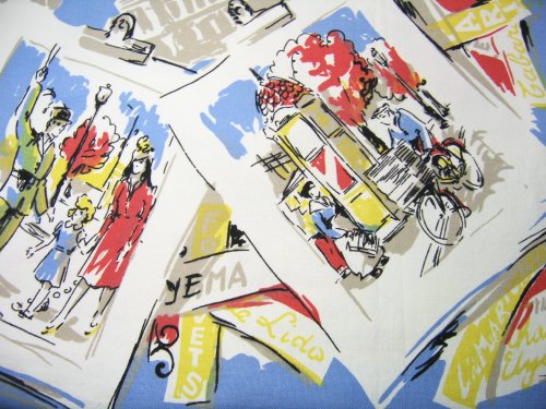Close-up of Paris Scenes on Tablecloth