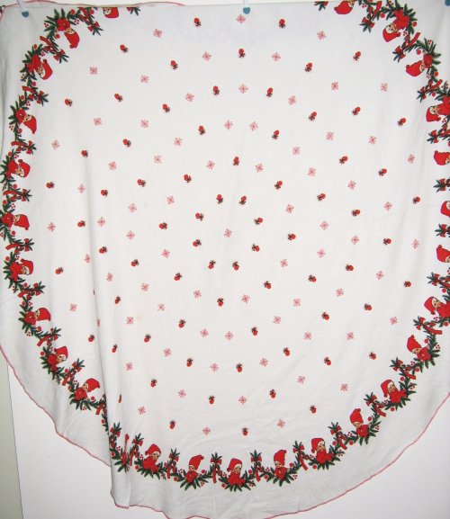 Vintage Pixie Elves Christmas Oval Tablecloth