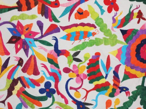 Vintage Mexican Otomi Embroidered Tablecloth