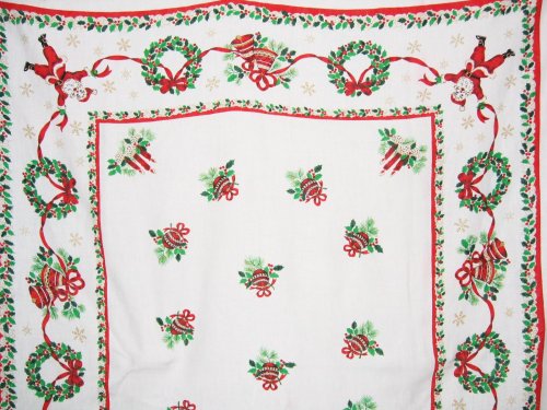 olly Santa Tablecloth Bells Holly Snowflakes