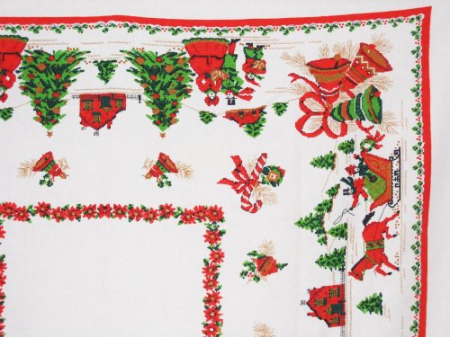 Christmas Tablecloth Faux Needlepoint