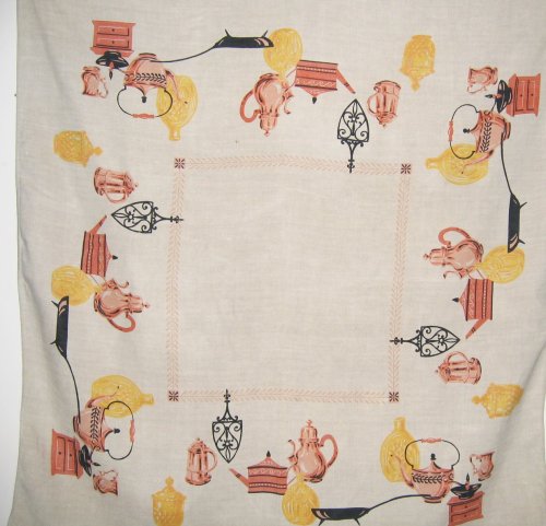 Eames Era Style Teapot Linen Tablecloth