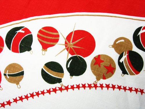 Shiny Ornaments on Christmas Tablecloth